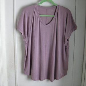 XL short sleeve tee, DUSTY ROSE, nice drape Tencel fabric. 26" long,